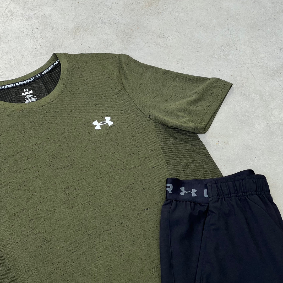 Under Armour Seamless Short Set Black Khaki