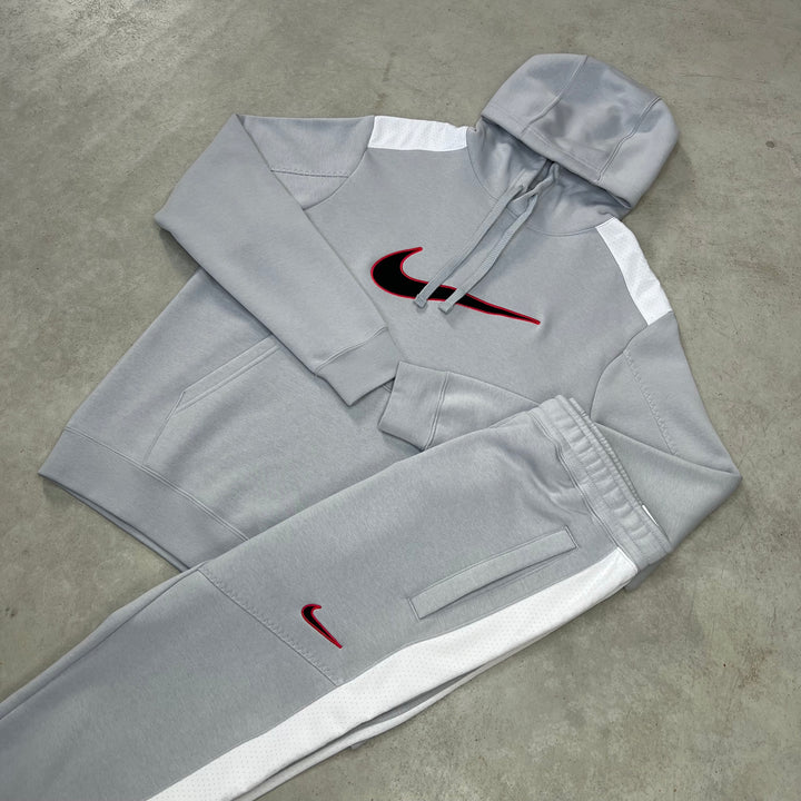 Nike Fleece Hoodie Tracksuit Grey White