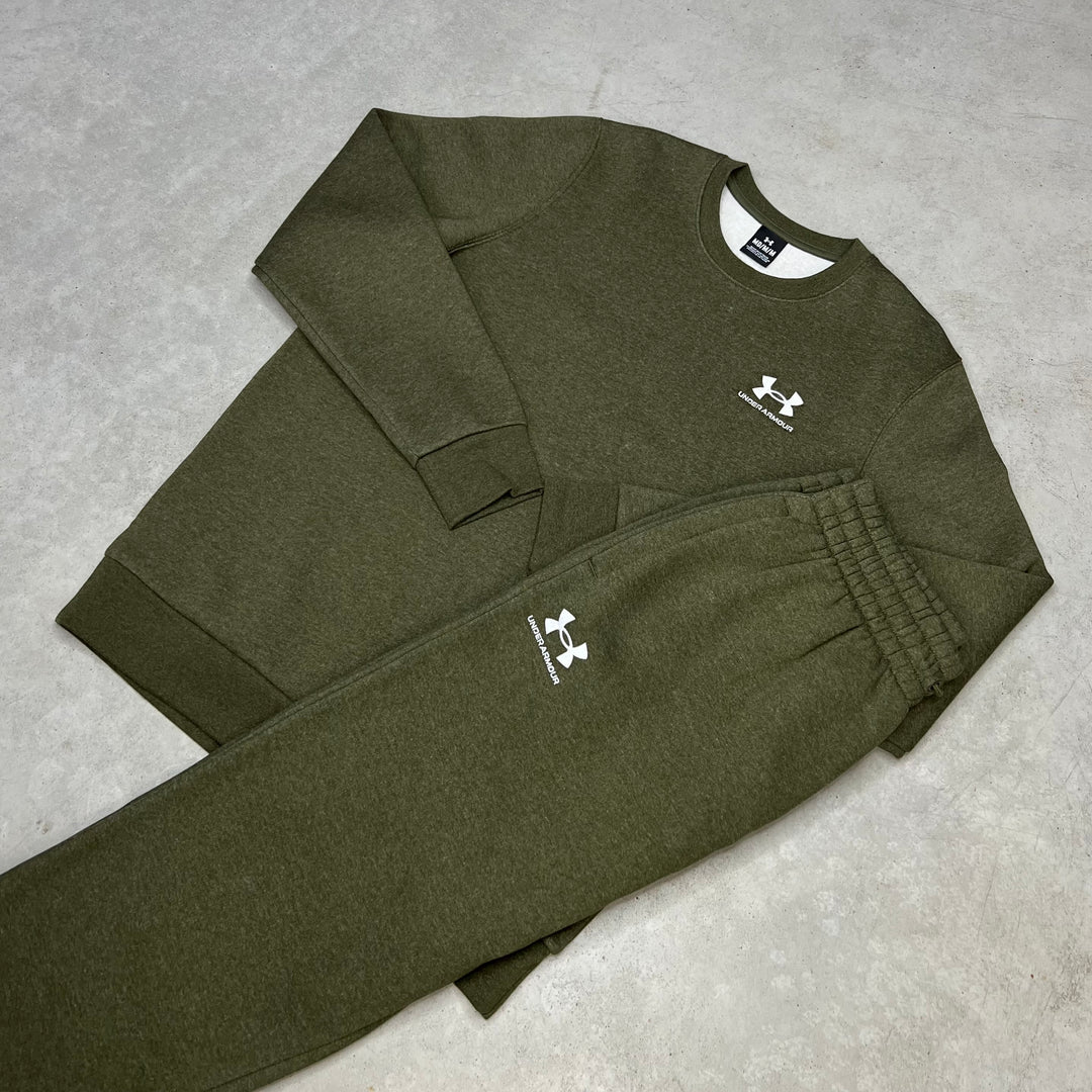 Under Armour Essential Fleece Tracksuit Khaki