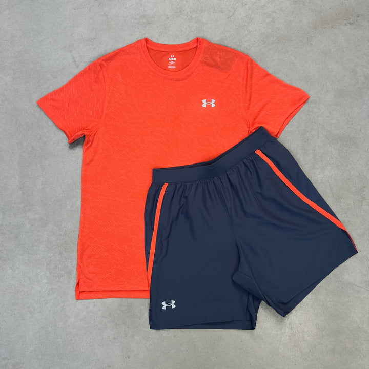 Under Armour Launch Short Set Orange Downpour Gray