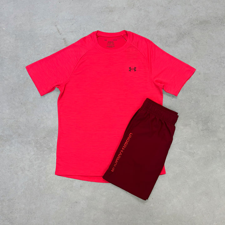 Under Armour Wordmark Short Set Burgundy Rushed Red