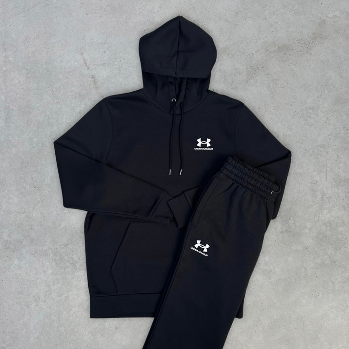 Under Armour Essential Fleece Hoodie Tracksuit Black