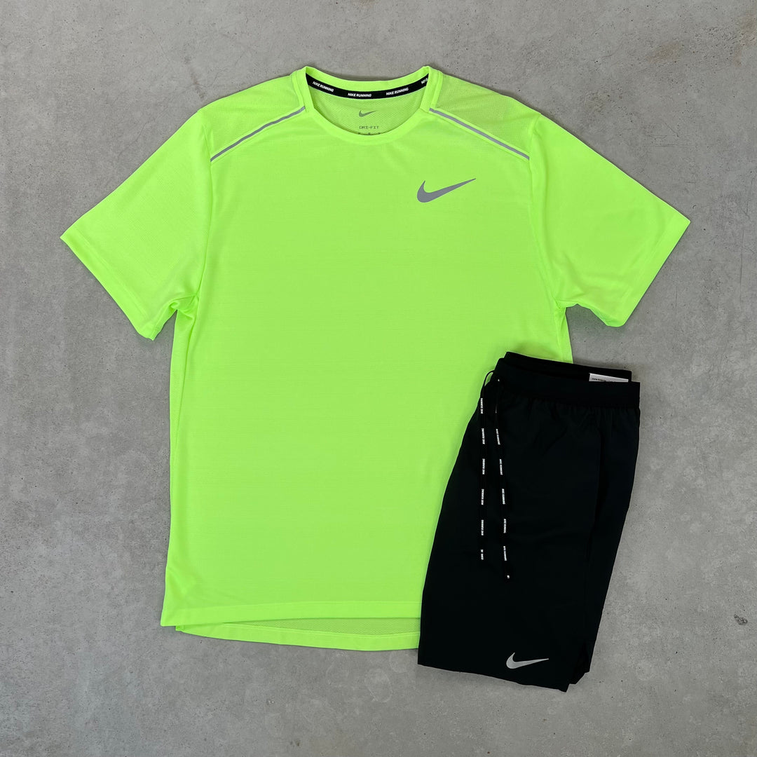 Nike Miler Short Set Lime Green Black 24motions